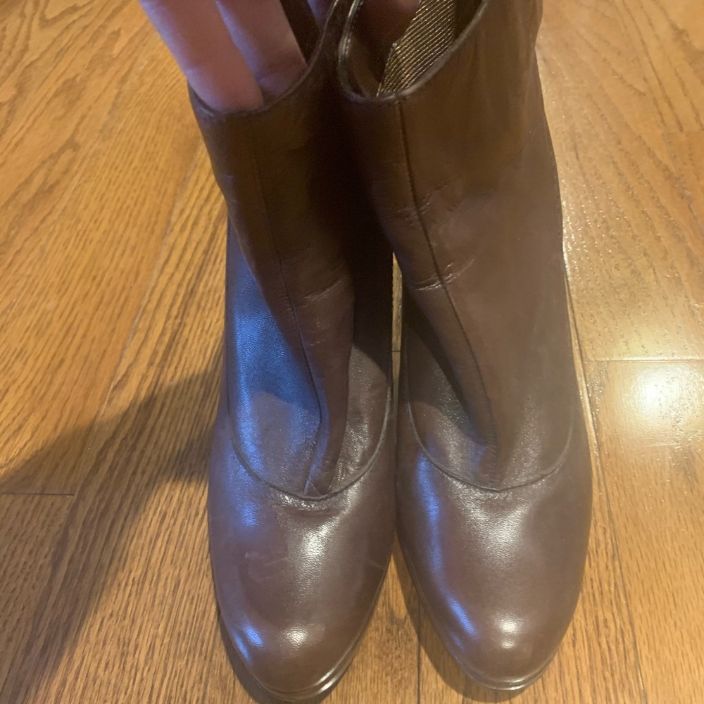 Jessica Simpson distressed brown leather booties